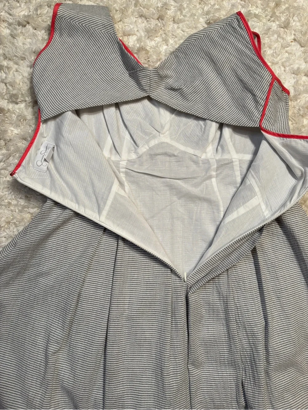 Jessica Simpson Gray Dress with Coral Trim